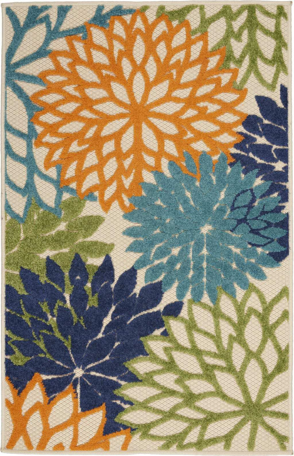 3' X 4' Ivory And Blue Floral Indoor Outdoor Area Rug - Homeroots - Flyclothing LLC