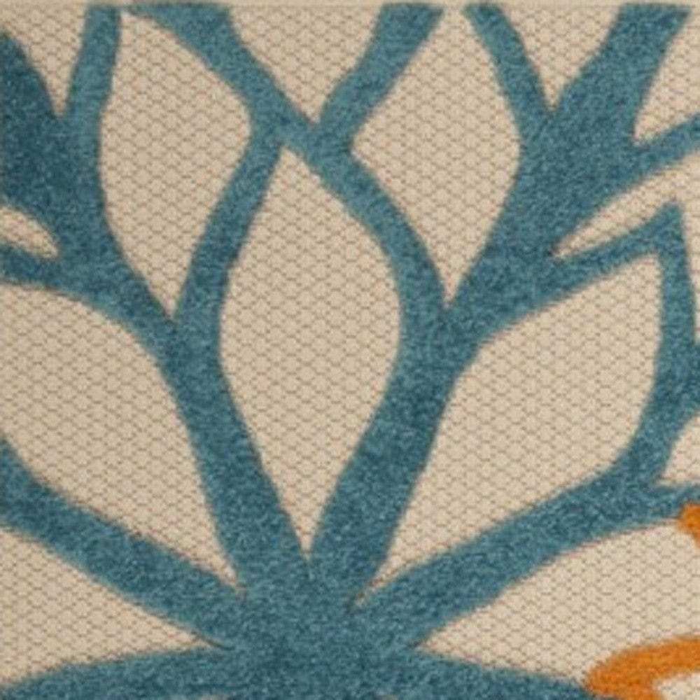 4' X 6' Ivory And Blue Floral Indoor Outdoor Area Rug - Homeroots - Flyclothing LLC