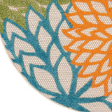 4' Round Ivory And Blue Round Floral Indoor Outdoor Area Rug - Homeroots - Flyclothing LLC