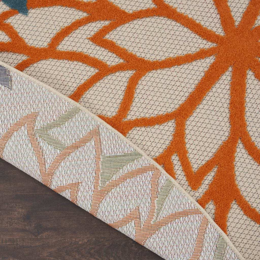 5' Round Ivory And Blue Round Floral Indoor Outdoor Area Rug - Homeroots - Flyclothing LLC