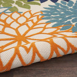 8' Round Ivory And Blue Round Floral Indoor Outdoor Area Rug - Homeroots - Flyclothing LLC