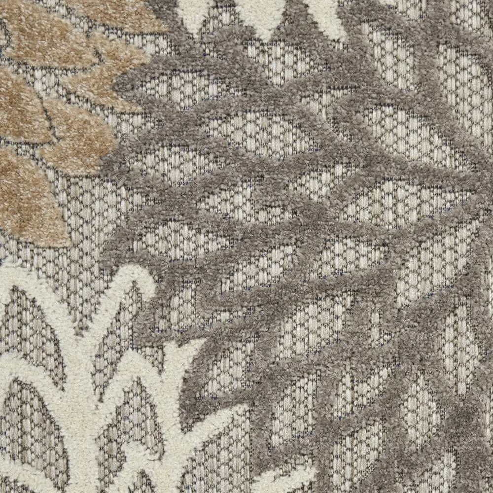 2' X 8' Gray And Ivory Floral Indoor Outdoor Area Rug - Homeroots - Flyclothing LLC