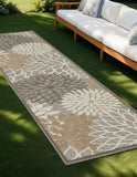 2' X 10' Gray And Ivory Floral Indoor Outdoor Area Rug - Homeroots - Flyclothing LLC