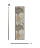 2' X 10' Gray And Ivory Floral Indoor Outdoor Area Rug - Homeroots - Flyclothing LLC