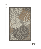 3' X 4' Gray And Ivory Floral Indoor Outdoor Area Rug - Homeroots - Flyclothing LLC