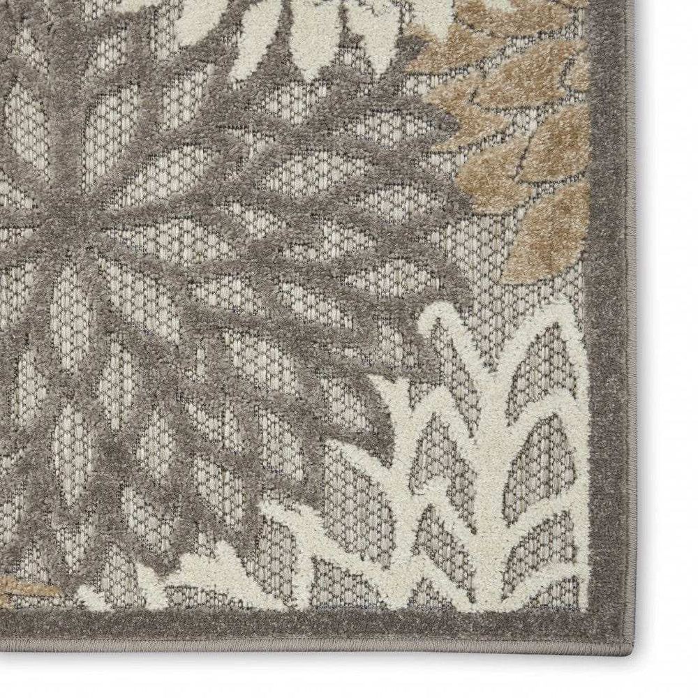 3' X 4' Gray And Ivory Floral Indoor Outdoor Area Rug - Homeroots - Flyclothing LLC