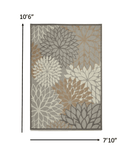 8' X 11' Gray And Ivory Floral Indoor Outdoor Area Rug - Homeroots - Flyclothing LLC