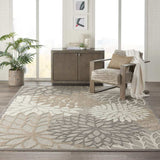 8' X 11' Gray And Ivory Floral Indoor Outdoor Area Rug - Homeroots - Flyclothing LLC