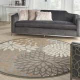 8' Round Gray And Ivory Round Floral Indoor Outdoor Area Rug - Homeroots - Flyclothing LLC