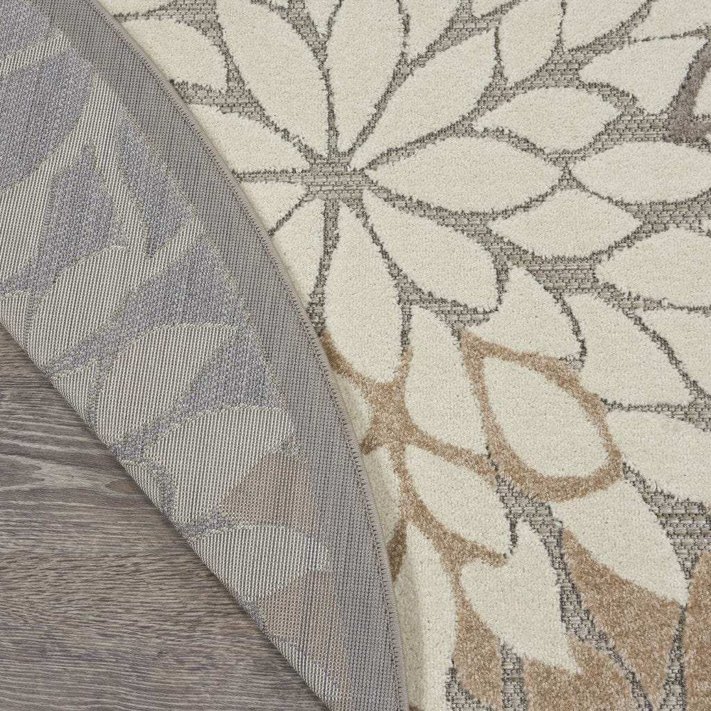 8' Round Gray And Ivory Round Floral Indoor Outdoor Area Rug - Homeroots - Flyclothing LLC