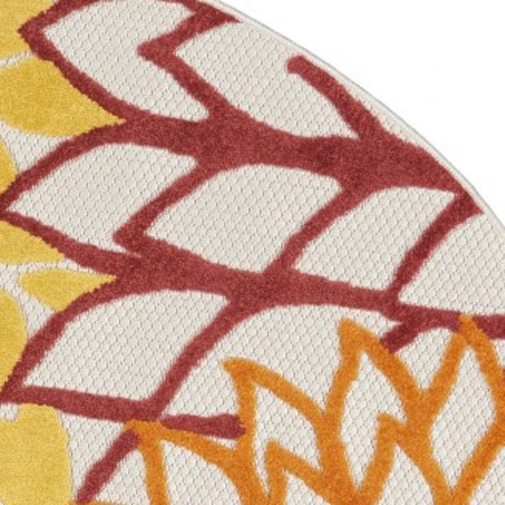 4' Round Green And Ivory Round Floral Indoor Outdoor Area Rug - Homeroots - Flyclothing LLC