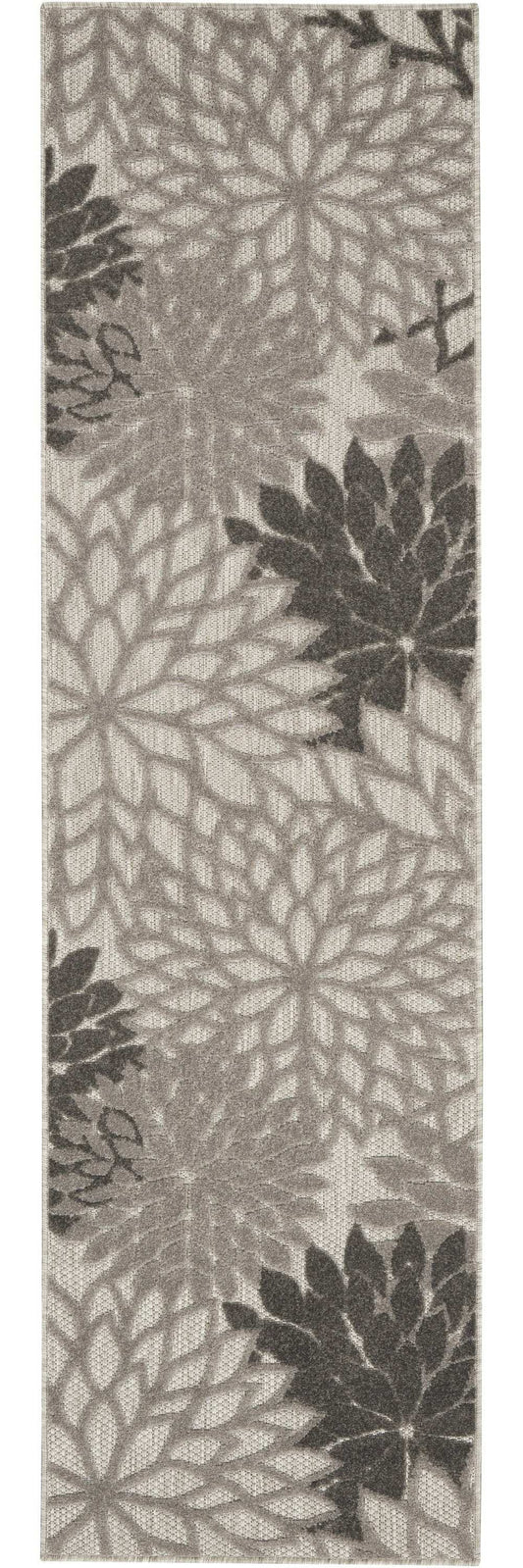 2' X 6' Gray Floral Indoor Outdoor Area Rug - Homeroots - Flyclothing LLC