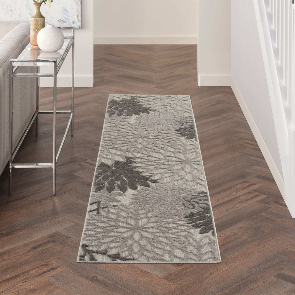 2' X 6' Gray Floral Indoor Outdoor Area Rug - Homeroots - Flyclothing LLC