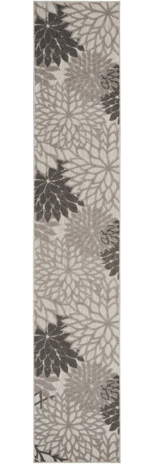2' X 10' Gray Floral Indoor Outdoor Area Rug - Homeroots - Flyclothing LLC