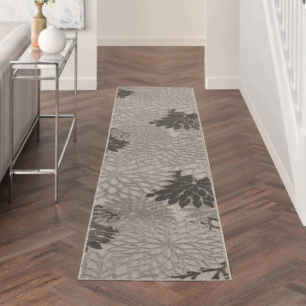 2' X 12' Silver and Gray Indoor Outdoor Runner Rug - Homeroots - Flyclothing LLC