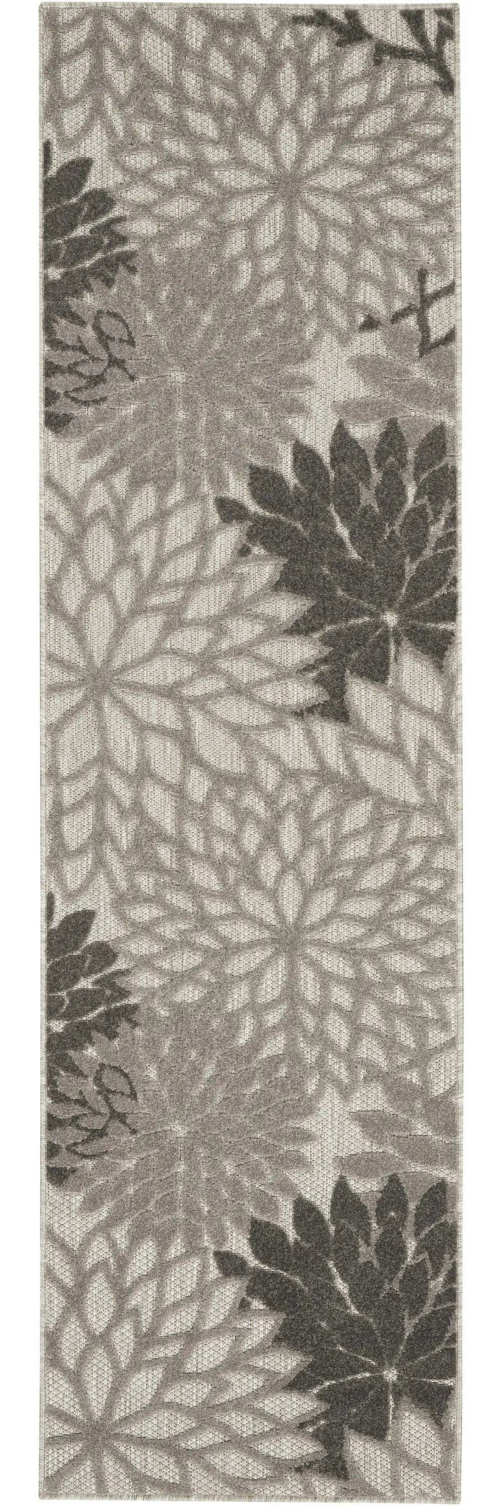 2' X 8' Gray Floral Indoor Outdoor Area Rug - Homeroots - Flyclothing LLC