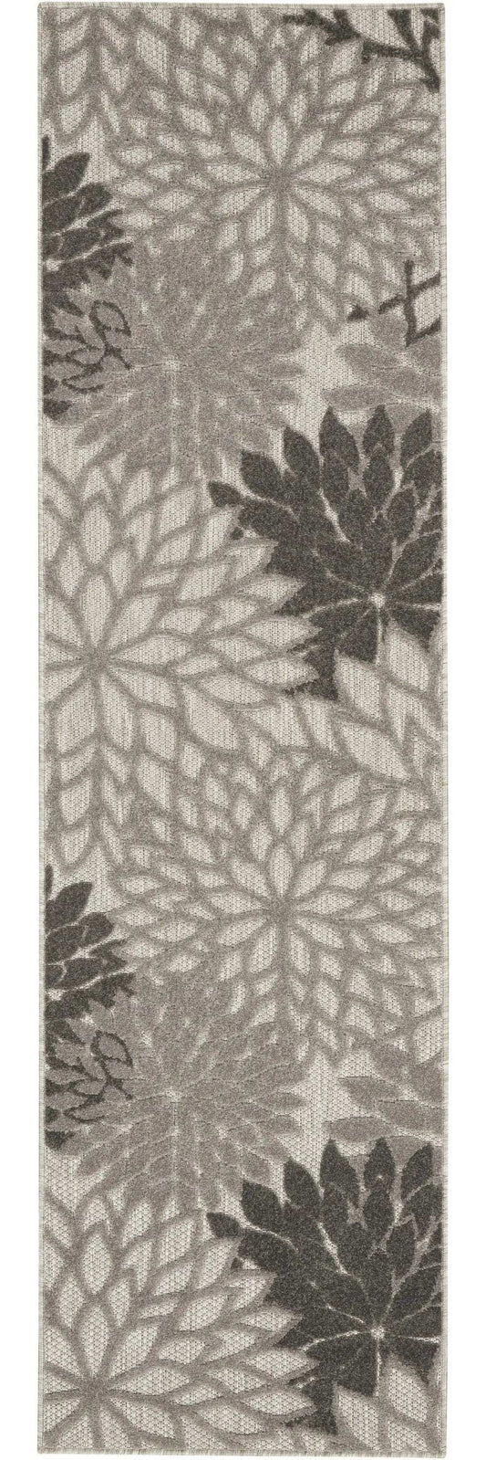 2' X 8' Gray Floral Indoor Outdoor Area Rug - Homeroots - Flyclothing LLC