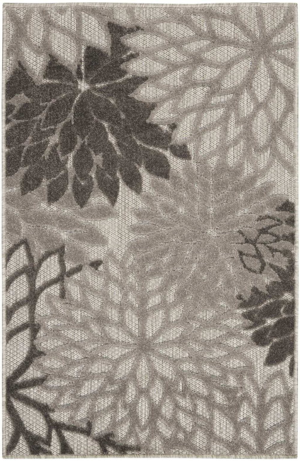 3' X 4' Gray Floral Indoor Outdoor Area Rug - Homeroots - Flyclothing LLC