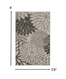 3' X 4' Gray Floral Indoor Outdoor Area Rug - Homeroots - Flyclothing LLC