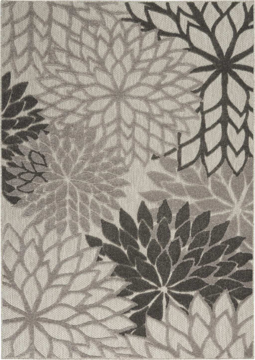 4' X 6' Gray Floral Indoor Outdoor Area Rug - Homeroots - Flyclothing LLC