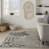 4' X 6' Gray Floral Indoor Outdoor Area Rug - Homeroots - Flyclothing LLC