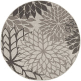 4' Round Gray Round Floral Indoor Outdoor Area Rug - Homeroots - Flyclothing LLC