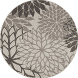4' Round Gray Round Floral Indoor Outdoor Area Rug - Homeroots - Flyclothing LLC