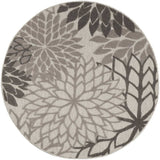 4' Round Gray Round Floral Indoor Outdoor Area Rug - Homeroots - Flyclothing LLC