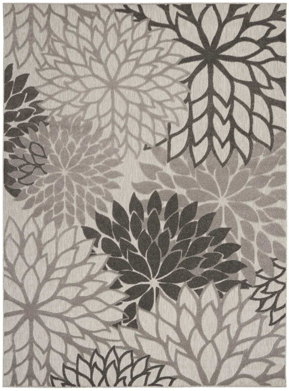 8' X 11' Gray Floral Indoor Outdoor Area Rug - Homeroots - Flyclothing LLC