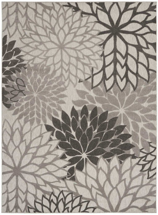 8' X 11' Gray Floral Indoor Outdoor Area Rug - Homeroots - Flyclothing LLC