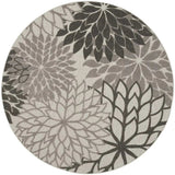 8' Round Gray Round Floral Indoor Outdoor Area Rug - Homeroots - Flyclothing LLC