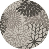 8' Round Gray Round Floral Indoor Outdoor Area Rug - Homeroots - Flyclothing LLC