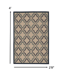 4' X 6' Blue And Ivory Geometric Indoor Outdoor Area Rug - Homeroots - Flyclothing LLC