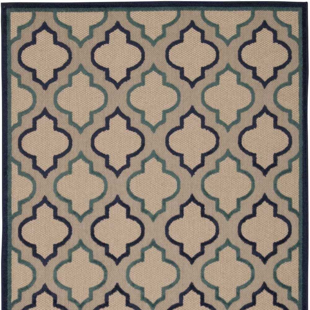 4' X 6' Blue And Ivory Geometric Indoor Outdoor Area Rug - Homeroots - Flyclothing LLC