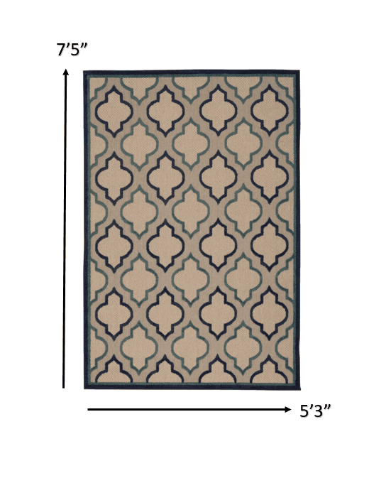 5' X 8' Blue And Ivory Indoor Outdoor Area Rug - Homeroots - Flyclothing LLC