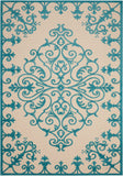 4' X 6' Aqua Damask Indoor Outdoor Area Rug - Homeroots - Flyclothing LLC