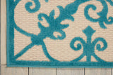 4' X 6' Aqua Damask Indoor Outdoor Area Rug - Homeroots - Flyclothing LLC