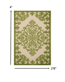 3' X 4' Green Damask Indoor Outdoor Area Rug - Homeroots - Flyclothing LLC