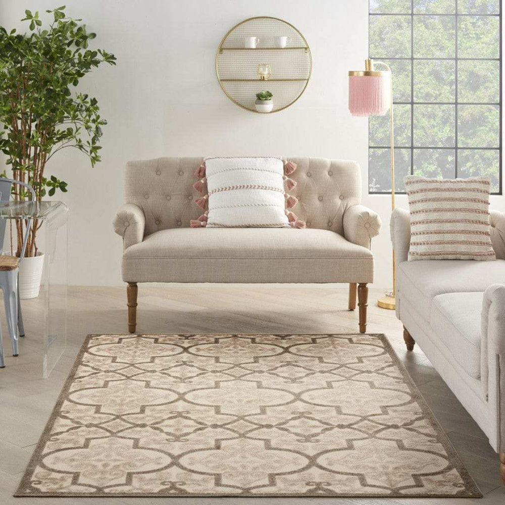 5' X 8' Cream Moroccan Indoor Outdoor Area Rug - Homeroots - Flyclothing LLC