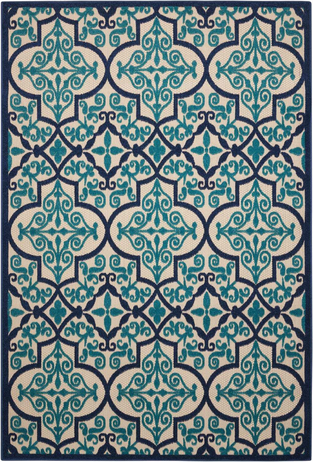 5' X 8' Blue And Ivory Moroccan Indoor Outdoor Area Rug - Homeroots - Flyclothing LLC