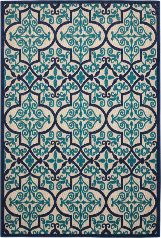 5' X 8' Blue And Ivory Moroccan Indoor Outdoor Area Rug - Homeroots - Flyclothing LLC