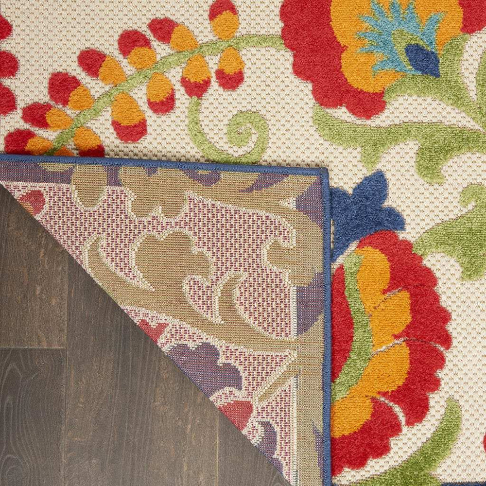 2' X 10' Green And Ivory Floral Indoor Outdoor Area Rug - Homeroots - Flyclothing LLC