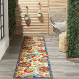 2' X 10' Green And Ivory Floral Indoor Outdoor Area Rug - Homeroots - Flyclothing LLC