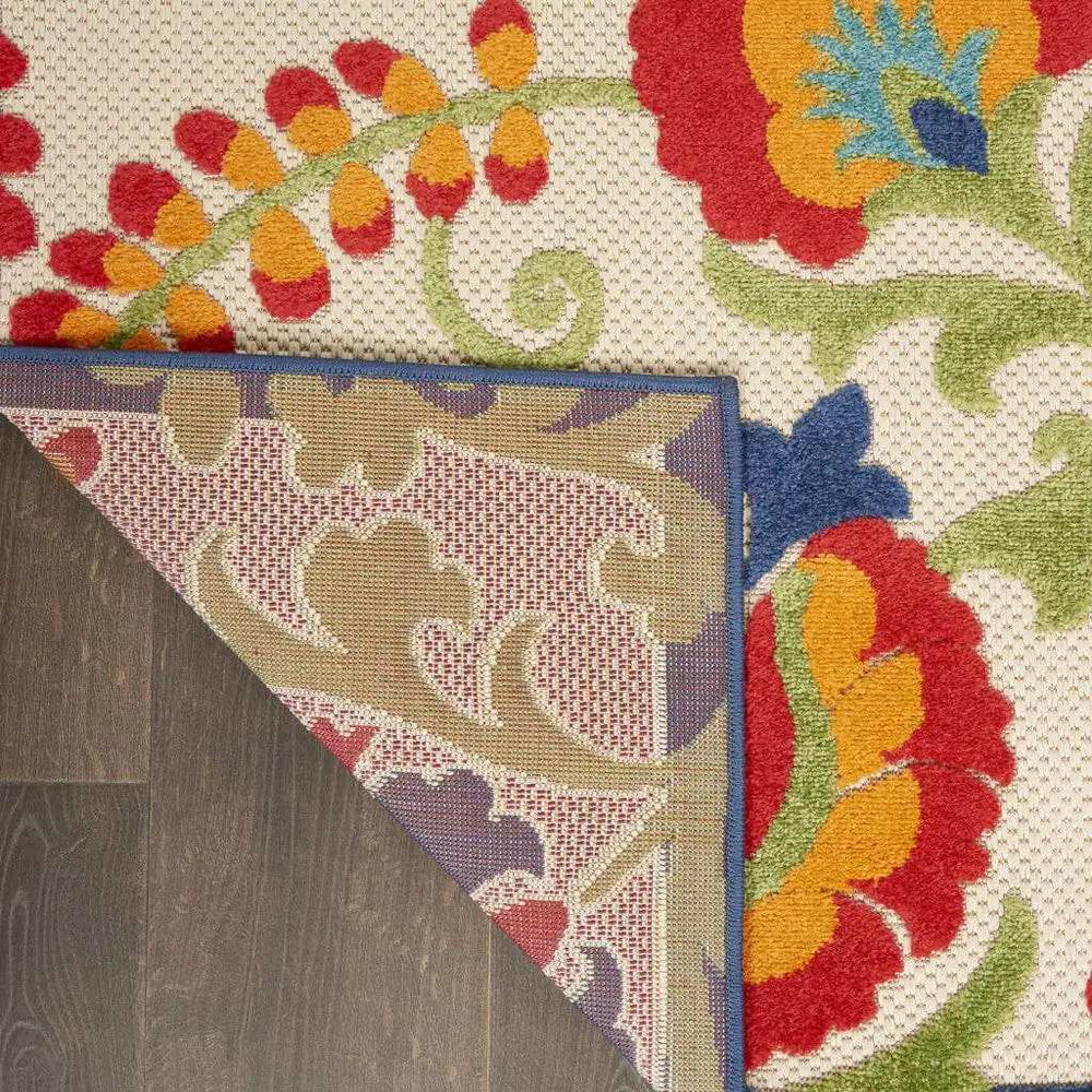 12' Runner Green And Ivory Floral Indoor Outdoor Runner Rug - Homeroots - Flyclothing LLC