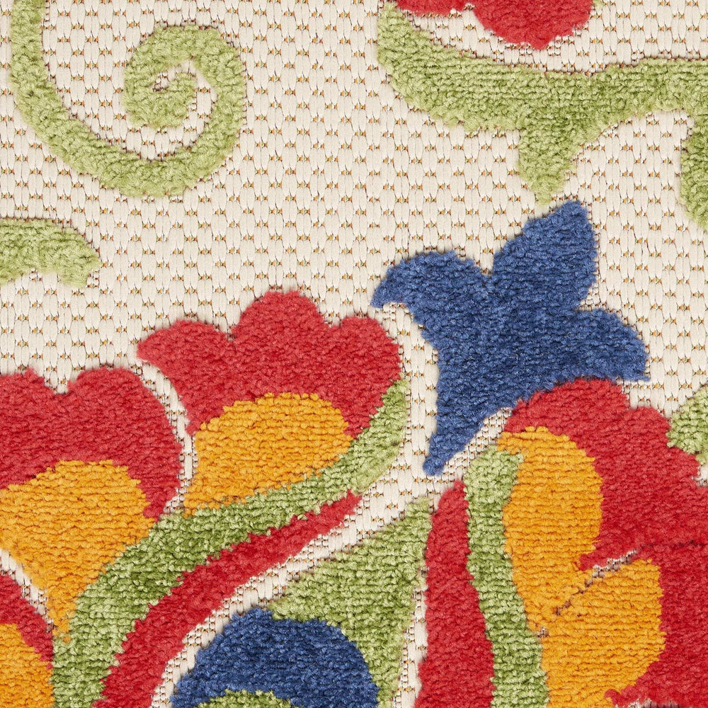 2' X 8' Green And Ivory Floral Indoor Outdoor Area Rug - Homeroots - Flyclothing LLC