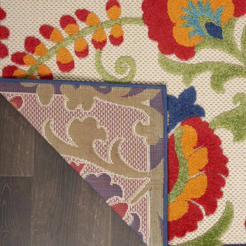 4' X 6' Green And Ivory Floral Indoor Outdoor Area Rug - Homeroots - Flyclothing LLC