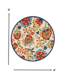 4' Round Green And Ivory Round Floral Indoor Outdoor Area Rug - Homeroots - Flyclothing LLC