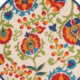 4' Round Green And Ivory Round Floral Indoor Outdoor Area Rug - Homeroots - Flyclothing LLC