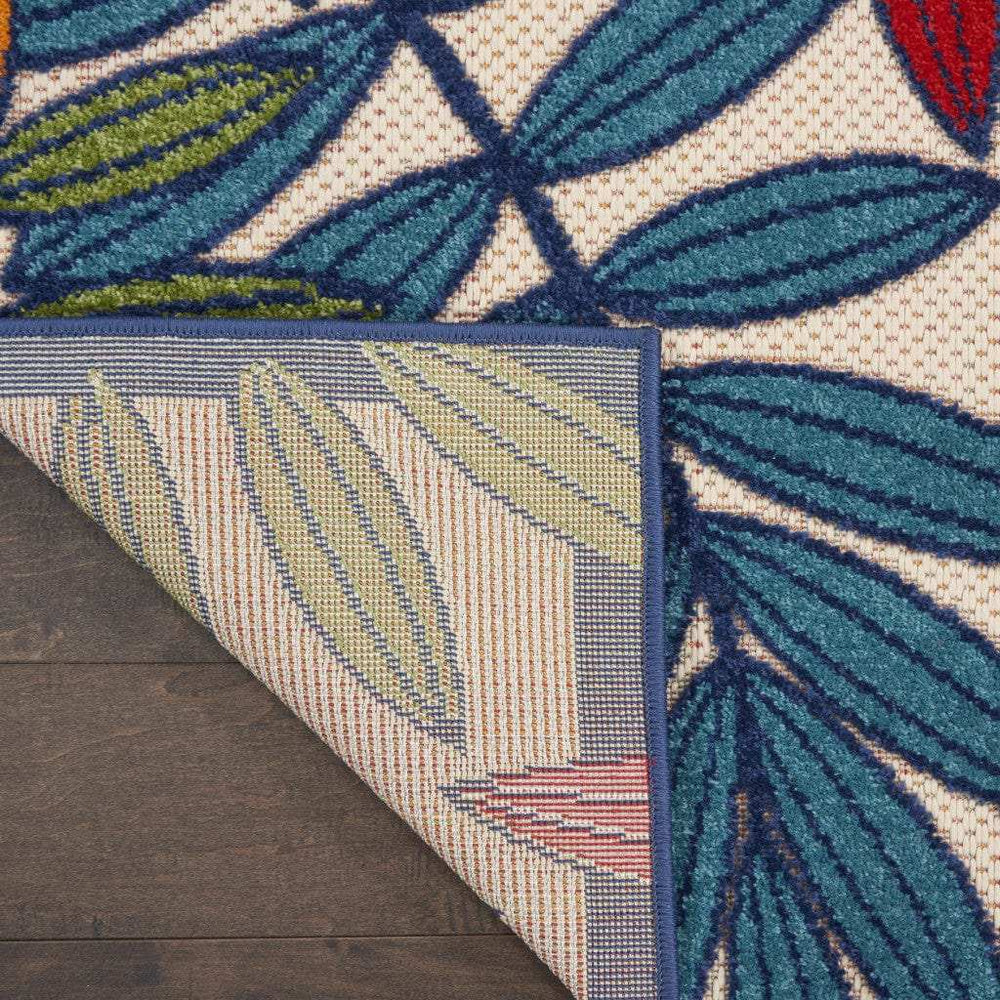 2' X 10' Ivory And Blue Floral Indoor Outdoor Area Rug - Homeroots - Flyclothing LLC