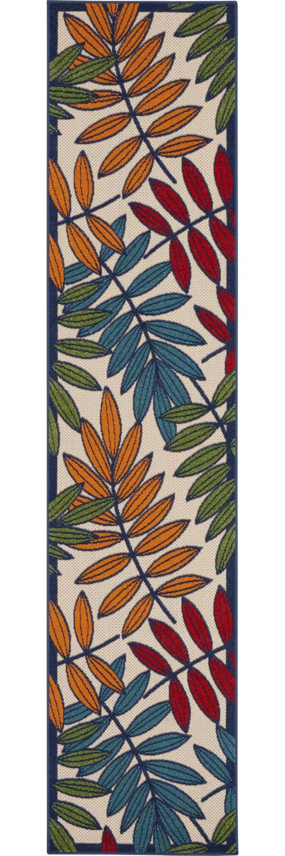 2' X 10' Ivory And Blue Floral Indoor Outdoor Area Rug - Homeroots - Flyclothing LLC